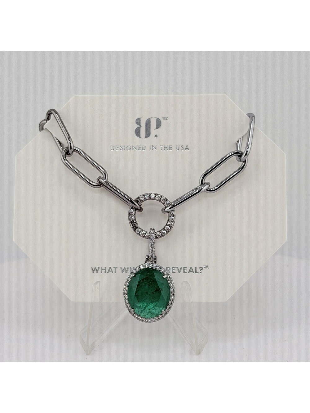 Bomb Party May Necklace "Perfect In Paradise" Lab Created Emerald Hematite